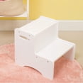 thumbnail image 2 of WOOD CITY Wooden Toddler Step Stool for Kids, White Two Step Children's Potty Stool with Handles, Bonus Non-Slip Pads for Safety, Bathroom & Kitchen, Dual Height, 2 of 7