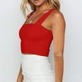 thumbnail image 6 of Vmvidoty Square Neck Crop Tank Tops for Women - Workout Longline Sports Bras Padded Yoga Camisole Red L, 6 of 8