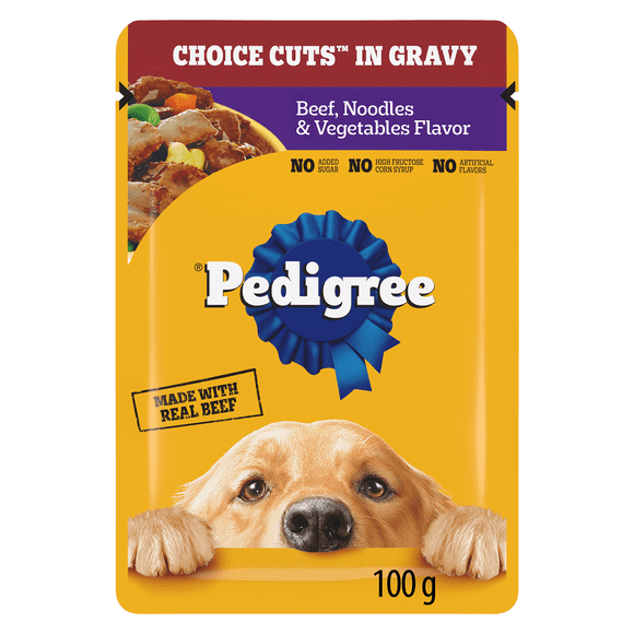 Nourriture humide pour chiens adultes PEDIGREE COUPES DE CHOIX AU JUS saveur de bœuf, nouilles et légumes