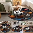 thumbnail image 6 of Sports Round Area Rug 3 FT, Small Kitchen Bathroom Mat, Football Basketball Baseball Ball Games Washable Indoor Outdoor Throw Runner Carpet Non-Shedding Doormat for Table Shower Sofa Entryway, 6 of 9