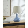 thumbnail image 4 of Livabliss Aviara Rustic Accent Table Lamp, 15-inch, Blue with Gray Scalloped Shade, 4 of 5