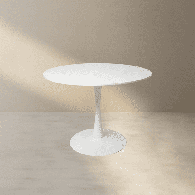 Table à Manger Moderne Ronde avec Base en Métal pour 4 Chaises
