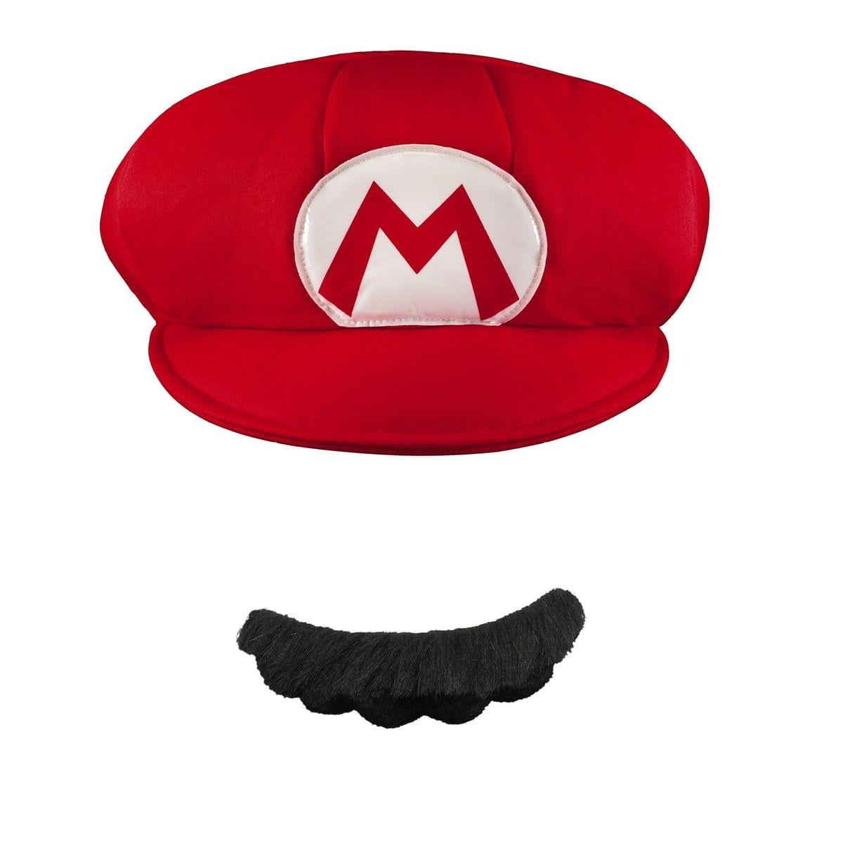Super Mario Red Hat Gloves Mustache Adult Costume Accessory Kit 