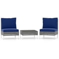 thumbnail image 5 of Spaco 3 Pieces PE Rattan Conversation Chairs, Patio Conversation Set with Tempered Glass Coffee Table for Patio, Garden, Backyard, Navy, 5 of 13
