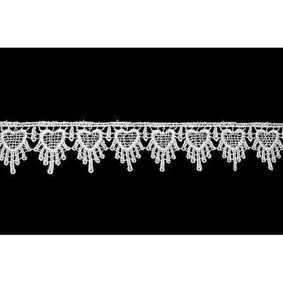 Lily 1.25" Wide Beautiful White Heart Scalloped Edge Venice Lace Trim By Yardage