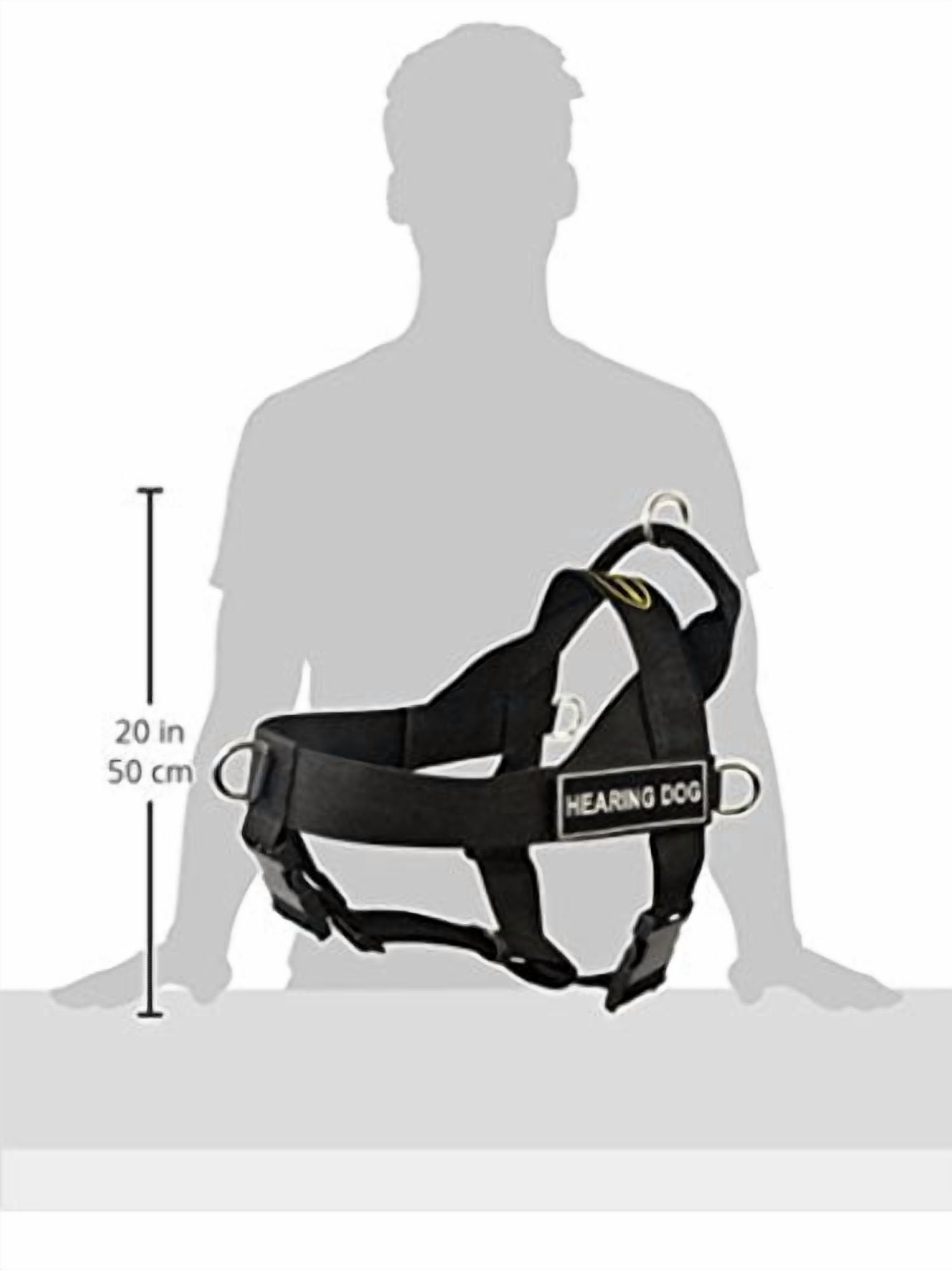 DT Universal No Pull Dog Harness, Hearing Dog, Black, X-Large, Fits Girth Size: 36-Inch to 47-Inch
