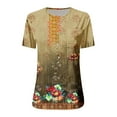 thumbnail image 4 of EGNMCR T-Shirts pour Femmes Mode Femmes Col Rond Manches Courtes Imprimé Bouton Poche Hauts Décontractés, 4 of 4