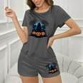 thumbnail image 4 of Tnhcen Women's Halloween Milk Silk Pajama Set Short Sleeve Round Neck Sporty Sleepwear Comfortable Loungewear S-XL Gray, 4 of 7