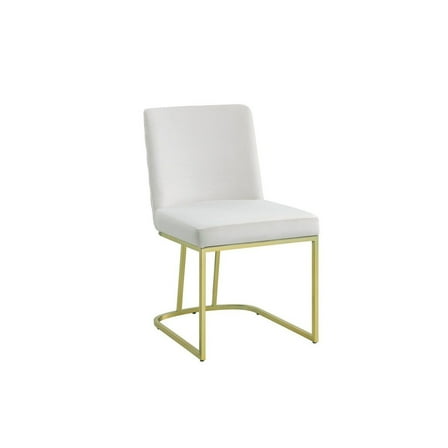24 Inch Side Dining Chair Set of 2 Soft Off White Velvet Gold Metal Base