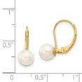 thumbnail image 3 of Real 14kt Yellow Gold 6-7mm White Round Saltwater Akoya Cultured Pearl Leverback Earrings; for Adults and Teens; for Women and Men, 3 of 3