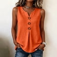 thumbnail image 2 of Wenini Women's Summer Tank Tops V Neck Sleeveless Button Down Casual Loose Flowy Boho Fashion Curved Hem Blouse, Orange M, 2 of 5