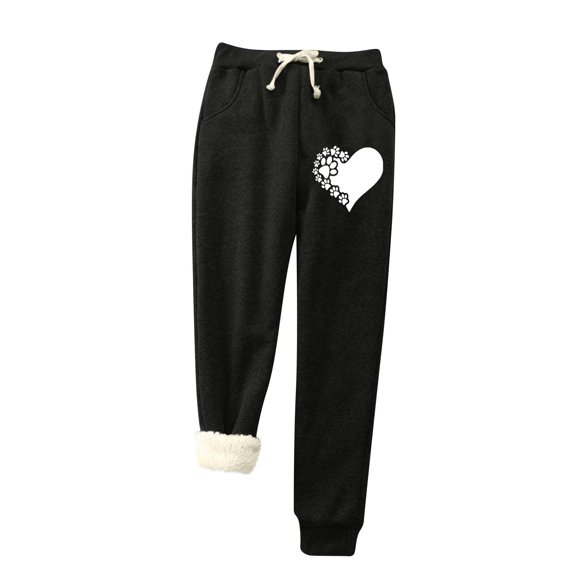 Teacher Appreciation Gifts AXXD Women Sweatpants With Pockets Under $10 Black Fall Love Printed Pocket Elastic Waist Warm Loose Bottom Pants Valentine's Day