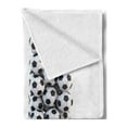thumbnail image 2 of Letter J Soft Flannel Fleece Blanket, Soccer Balls in the Form of a Letter Futboll Alphabet Theme Teamplay Sports, Cozy Plush for Indoor and Outdoor Use, 60" x 80", Black and White, by Ambesonne, 2 of 5