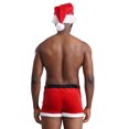 thumbnail image 4 of CHICTRY Ensemble de Noël pour Hommes Tenues de Père Noël 2 Pcs Boxeurs Rouges Shorts de Vacances avec Chapeau B Rouge TTG, 4 of 7
