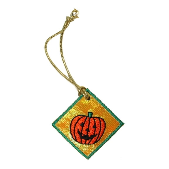 ID 0839A Jack-O-Lantern Badge Patch Halloween Tag Embroidered Iron On Applique