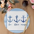 thumbnail image 3 of Nautical Anchor Round 13 Inch Placemats Set of 6, Summer Coastal Ocean Anchor Blue Stripes HeatResistant Non Slip Place Mats for Dining Table, Wipeable Braided Kitchen Table Mats for Housewarming, 3 of 9