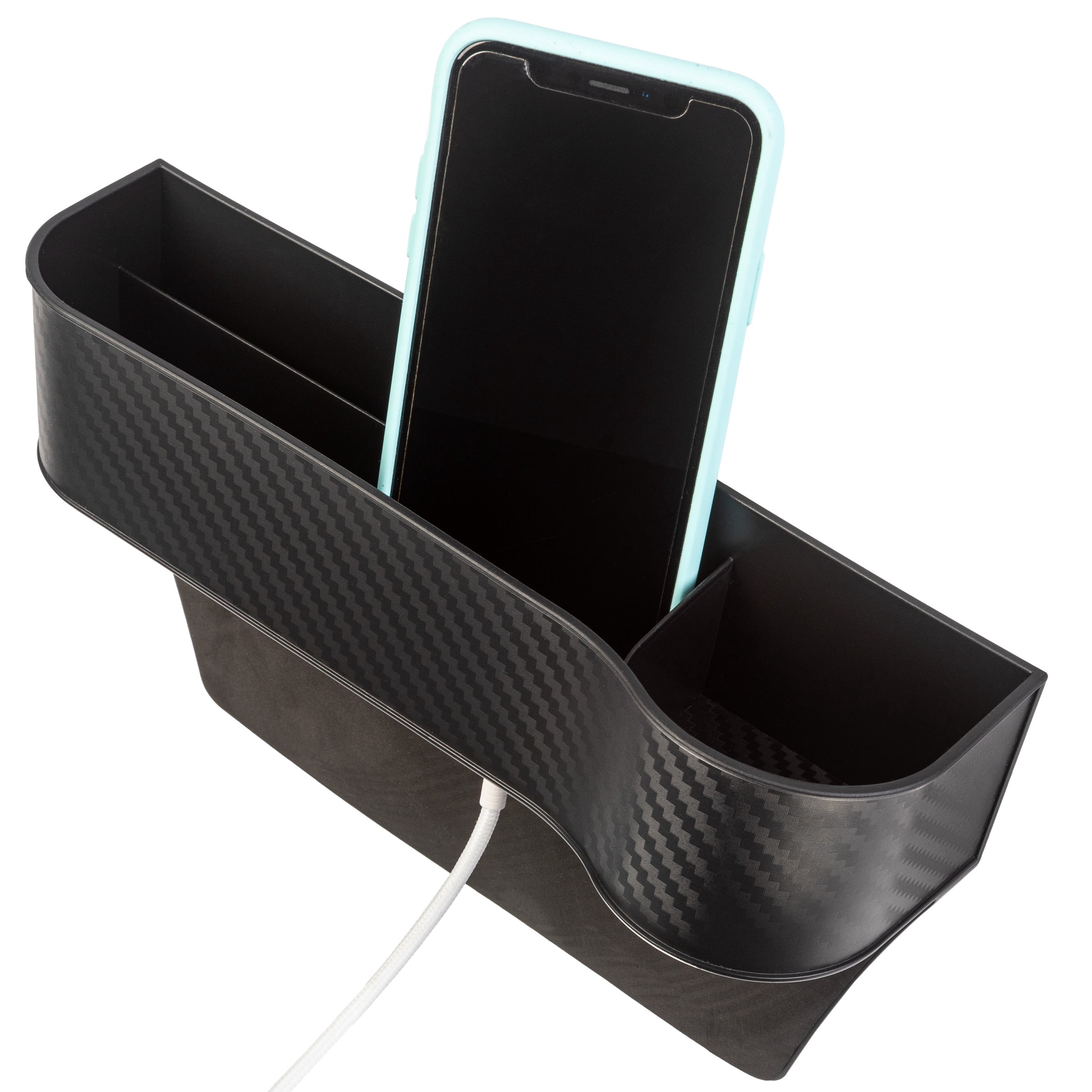 Stalwart Car Seat Gap Filler 2-Pack - Front Seat Organizer Set with Built-in Cupholder, Phone Slot, and Charging Cable Opening, Car Accessories