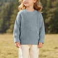 thumbnail image 2 of Kid Knit Sweater Crewneck Long Sleeve Pullover Sweater Girl Boy Fall Winter Warm Clothes Soild Color Warm Pullover 3Months-5Years, 2 of 9