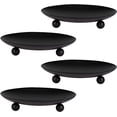 thumbnail image 1 of 4 Piezas de Portavelas de Hierro Forjado Bandeja Retro Portavelas Columna Portavelas Decoración de Mesa LED Spa Boda Fiesta Navidad Halloween,Negro,7cm BRI Rojo Verde, 1 of 5