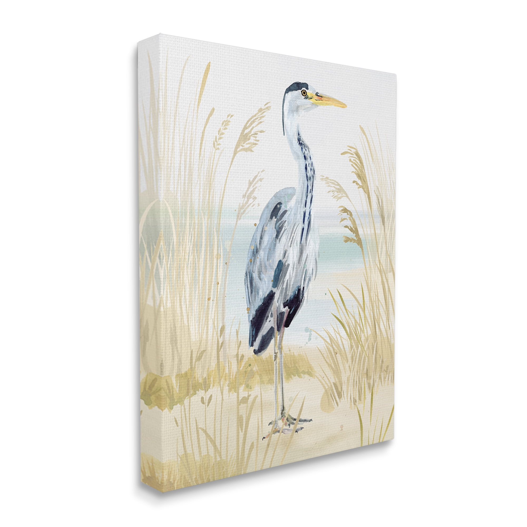 Stupell Industries Modern Heron on Beach Animals & Insects Painting Gallery Wrapped Canvas Art Print Wall Art, 36 x 48