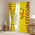 thumbnail image 3 of Manfei Letter P Monogrammed Black Out Curtains,Baseball Game Curtains Pack of 2 (42x63 Each),Yellow Red Bedroom Curtains For Boy,Microfiber Room Decorative, 3 of 6