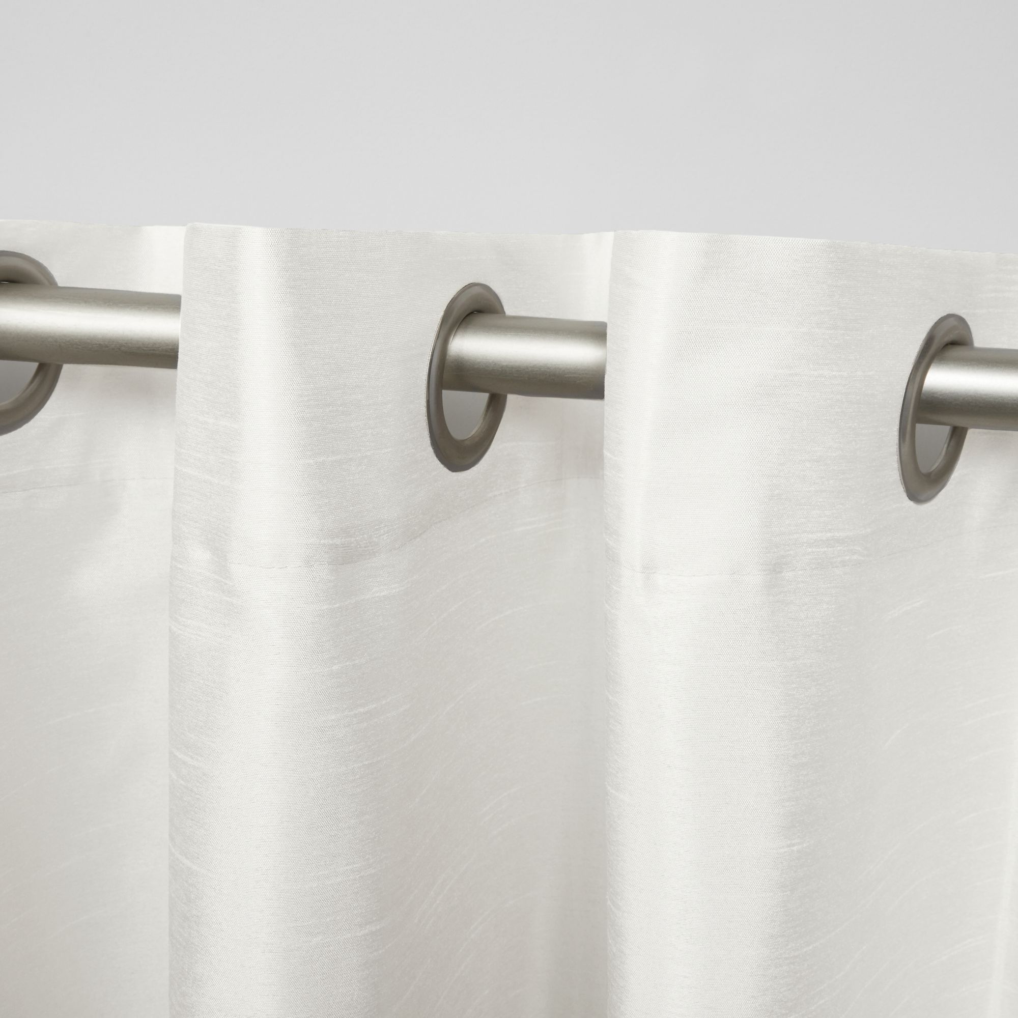 Exclusive Home Curtains Chateau Striped Faux Silk Grommet Top Curtain Panel Pair, 54x96, White/Sand