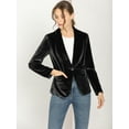 thumbnail image 3 of Abrigo De Oficina Para Mujer Chaqueta De Terciopelo Con Botones Y Cuello Chal Sólido Negro XS, 3 of 7