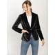 thumbnail image 3 of Abrigo de oficina Allegra K para Mujer chaqueta de terciopelo con Botones y cuello chal Negro S, 3 of 7