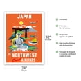 thumbnail image 2 of Japan - Mount Fuji Buddha - Fly Northwest Orient Airlines - Vintage Airline Travel Poster c.1950s - Fine Art Matte Paper Print (Unframed) 24x32in, 2 of 4