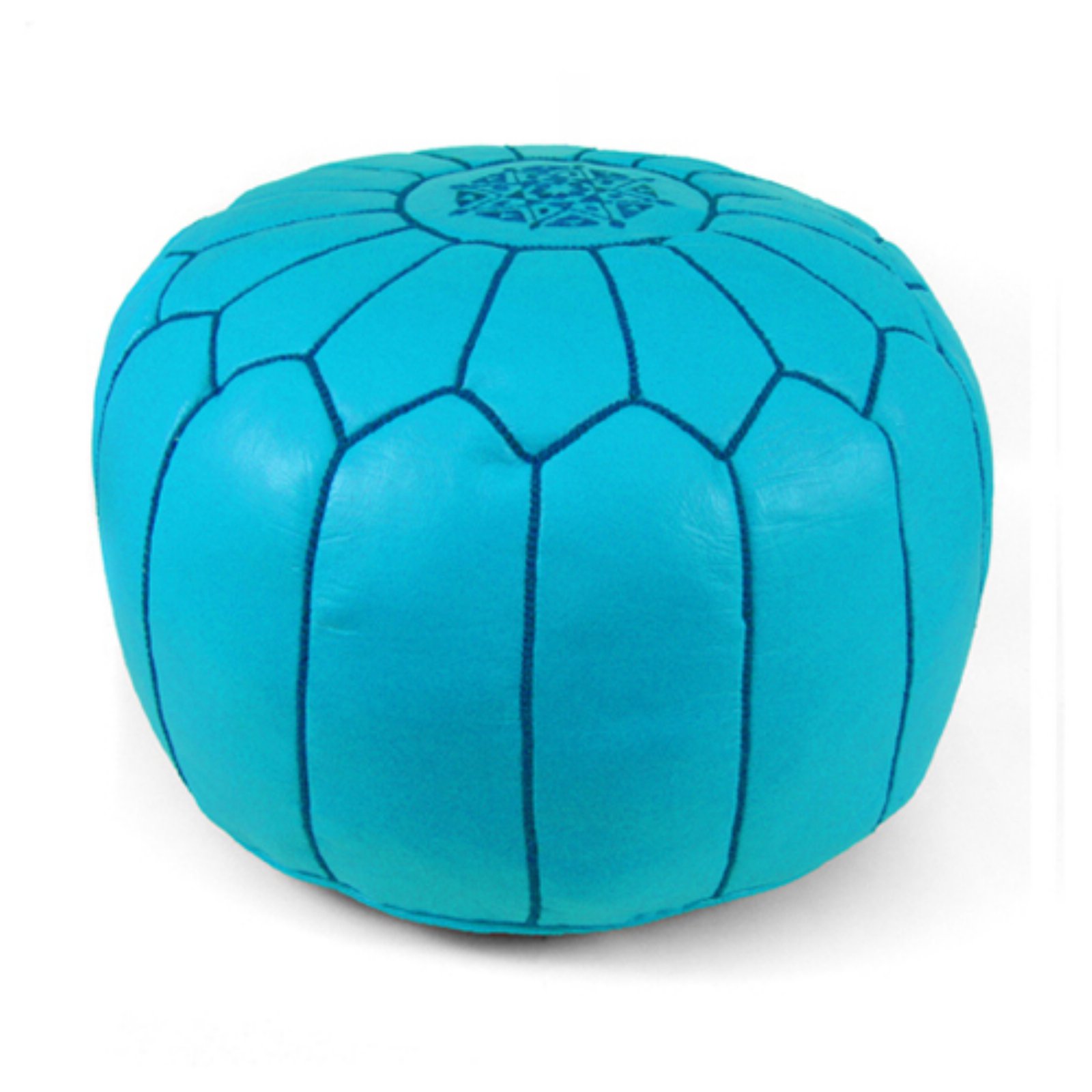 Ikram Design Round Moroccan Leather Pouf - image 4 of 4