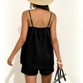 thumbnail image 5 of Karymi Jumpsuits for Women 2 Piece Linen Blend Outfit Set, Square Neck Thin Spaghetti Strap Tank Top+Elastic High Waist Casual Shorts with Side Pockets Shirts for Women, 5 of 7