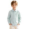 thumbnail image 5 of FYDUU Kids Boys Girls Long Sleeve Striped Shirts Children's Button Down Dress Shirts Formal School Uniform Tops Back To School Clothes 8-9 Years, 5 of 6