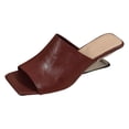 thumbnail image 7 of Rokment Metallic Geometric Wedge High Heels Square Toe Mules for Women Ladies 2026 Fashion Casual Leather Dress Slip on Backless Slides Sandals Summer Wine Size 8, 7 of 7