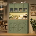 thumbnail image 5 of Homfa 71" Tall Kitchen Pantry Cabinet with LED Lights & Charging Station, MDF Freestanding Storage Cupboard with 8 Doors 2 Drawers, Buffet Cabinet with Storage for Dining Living Room, Green, 5 of 7