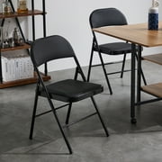 كراسي UBesGoo 4 Pack القابلة للطي كراسي الزفاف المبطنة المبطنة مع إطار معدني Home Office Party Use، Black