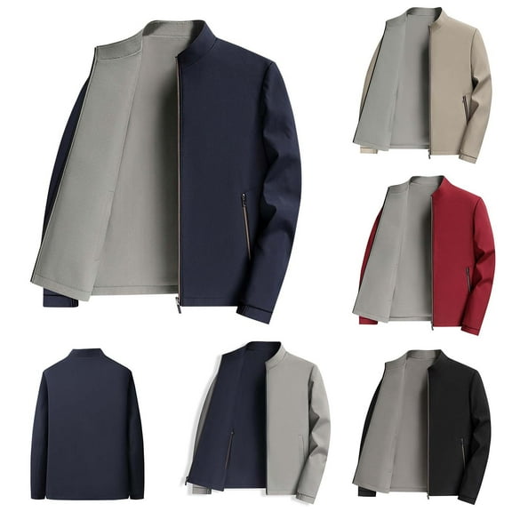 Mens Coats Outerwear Winter Plus Size Mens Jackets Men Solid-Color Fashionable Zipper Pocket Double-sided Detachable Hat Long Sleeve Hoodedess Casual Outwear Jacket, M-4XL