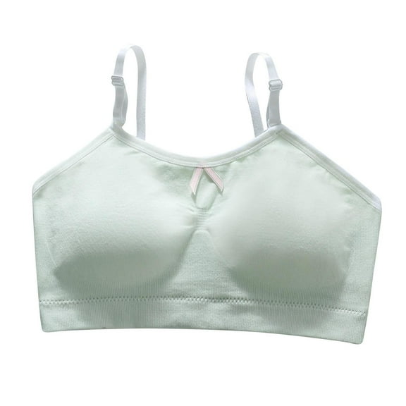 CYRBOKO Training Bars for Girls, Padded Cotton Soft Breathable Comfortable Seamless Bras Green Size 9-18 T