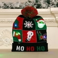 thumbnail image 1 of Gorros tejidos de poliéster con decoración navideña, gorro navideño con pompón y luz Led, gorro de invierno con luz luminosa para Navidad, 1 of 4