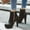 Black, variant on Herrnalise Women Side Zip Ankle Bare Boots Square Heel Platform Casual Middle Tube Booties,clearance under $10