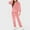 Pink, variant on Drawstring Hooded Jumpsuits for Women 2024 Warm Fleece Sherpa Lounge Pajamas with Pocket Oversized Long Sleeve Onesie