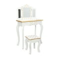 thumbnail image 2 of SESSLIFE Kids Vanity Table and Chair, Children Vanity Set with Mirror, Makeup Dressing Table with a Drawer，Play Vanity Set for Girls, Yellow Dots and White, 2 of 10