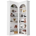 thumbnail image 3 of Casendy 6-Tier Corner Bookshelf and Bookcase, 71" L-Shaped Corner Bookcase with Arched Baffle for Bedroom, Living Room, Kitchen, Home Office, White, 3 of 9