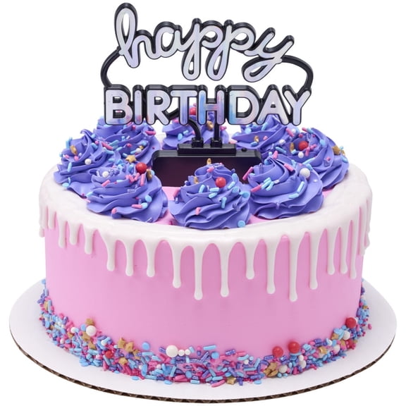 Cake Topper Layon, CakeDrake Neon Happy Birthday Sign 2ct Retro Style