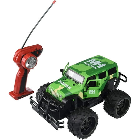 - RC Army Camo Cross Country Jeep Wrangler 1:14 Scale Battery Operated Remote Controlled 4WD 2.4 GHz Toy Jeep Truck w/ Remote Control & Door Opening Action!