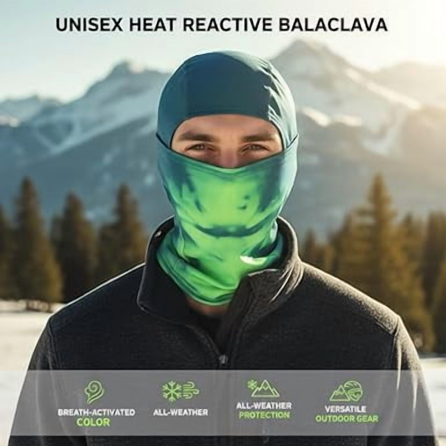 Balaclava Temperature-Sensitive Color-Changing mask, Windproof and Warm Winter Scarf mask, Cold-Proof ski mask（x）