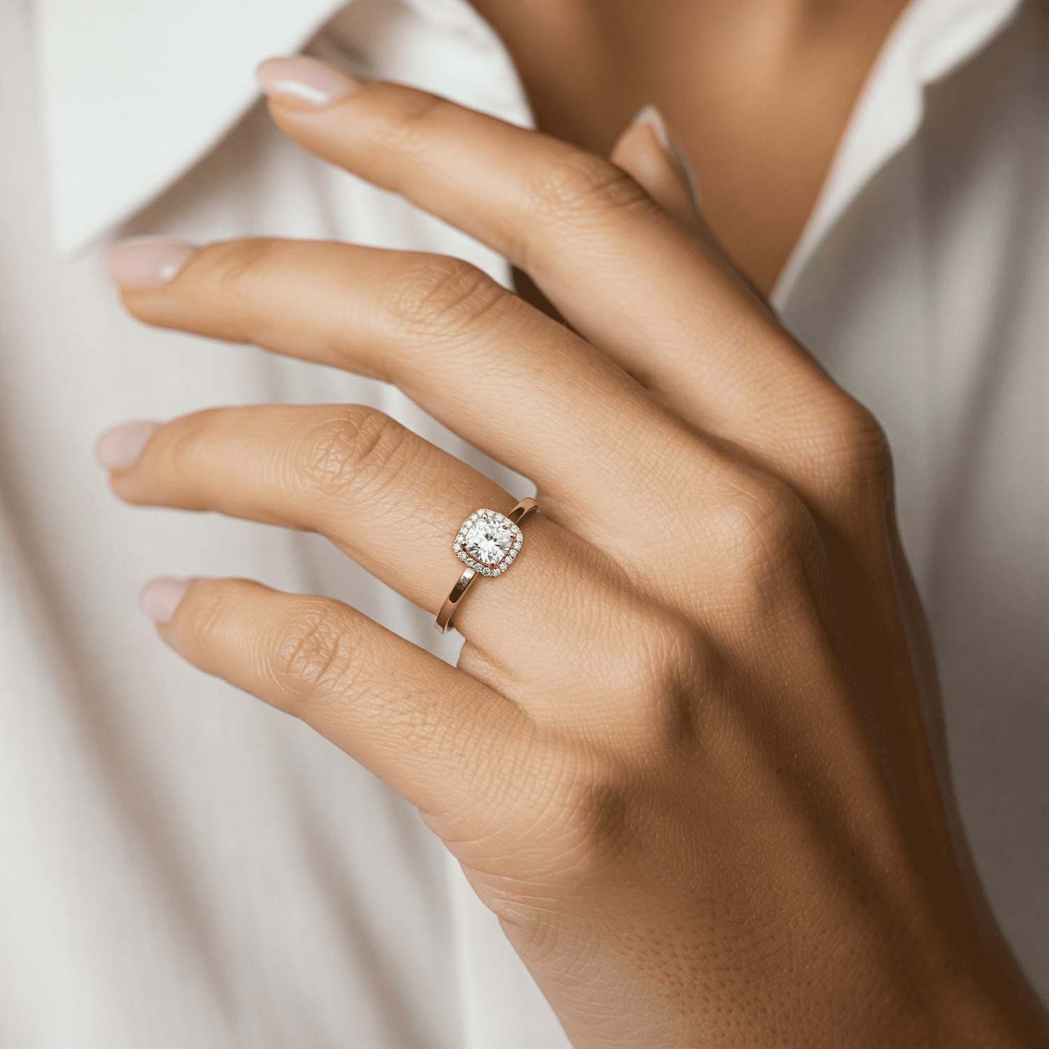 Tilo Jewelry 14K Yellow Gold 1 Carat Solitaire Cushion-Cut Halo Engagement Wedding Ring | Size 6 | Classic Engagement Ring for Women