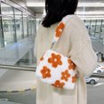 thumbnail image 1 of Bolsa de hombro con flores de piel de felpa para mujerbolso pequeño para mujer de otoño (naranja) Ehuebsd Para estrenar, 1 of 9