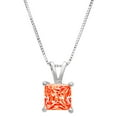 thumbnail image 1 of 1.5 ct Brilliant Princess Cut Solitaire Simulated Red Diamond 14k White Gold Pendant with 16" Chain, 1 of 4