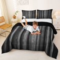 thumbnail image 3 of Manfei Pixel Vertical Streak Queen Comforter Set, Black White Block Comforter Sets Queen, Black White, Black Reversible 3-Piece, 1 Comforter and 2 Pillowcases, 3 of 6