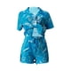 thumbnail image 4 of VISgogo, traje de 2 uds con pantalones para mujer, blusa con botones de solapa de manga corta estampada, pantalones cortos ajustados de cintura alta, ropa encantadora para mujer VISgogo  moda, 4 of 7